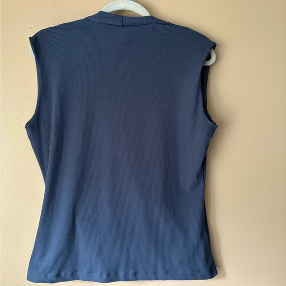 Women’s Nine West Surplice Wrap Top Navy Blue Size Large - Picture 2 of 2